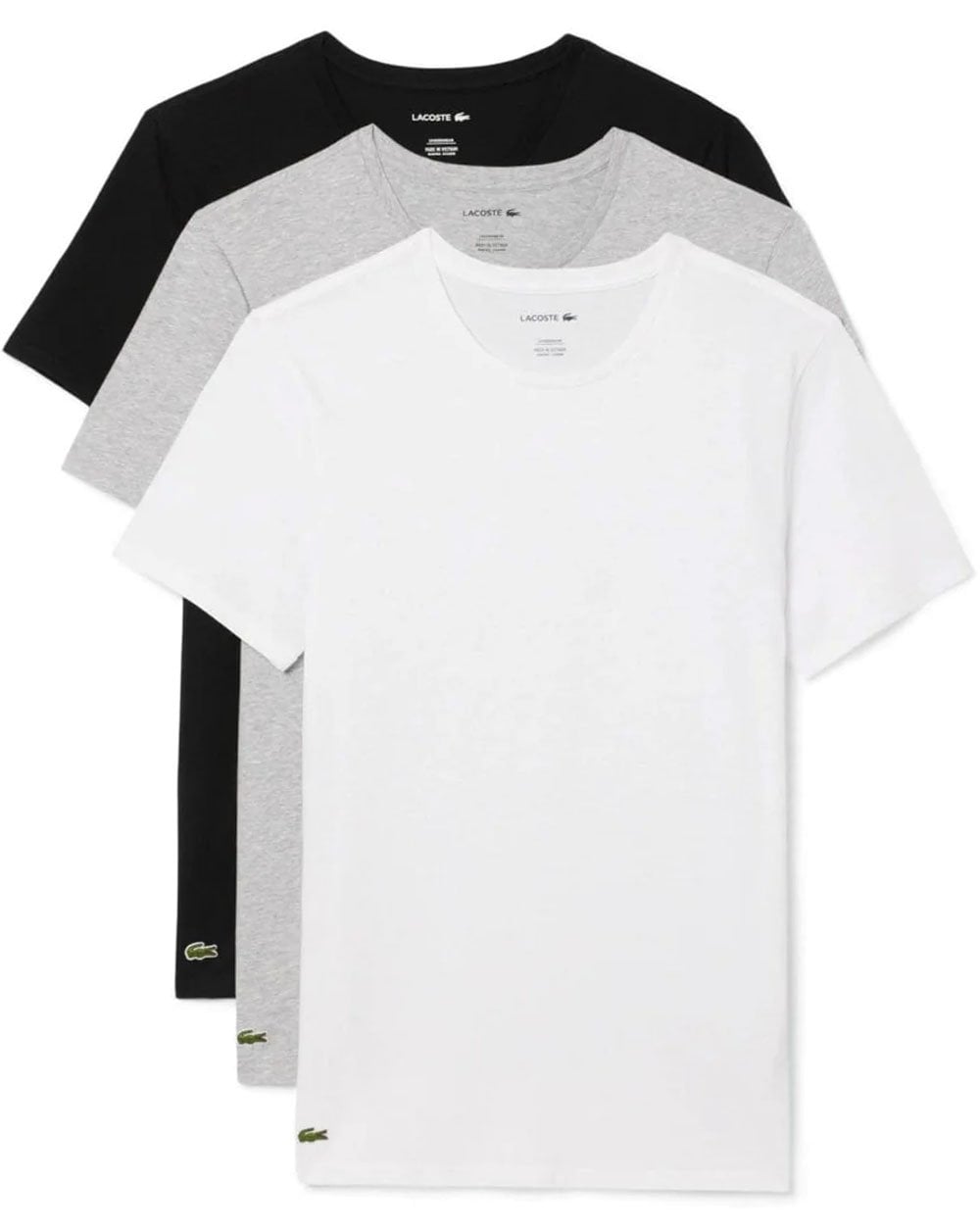 Lacoste Triple Pack Lounge Tees White/Grey/Black