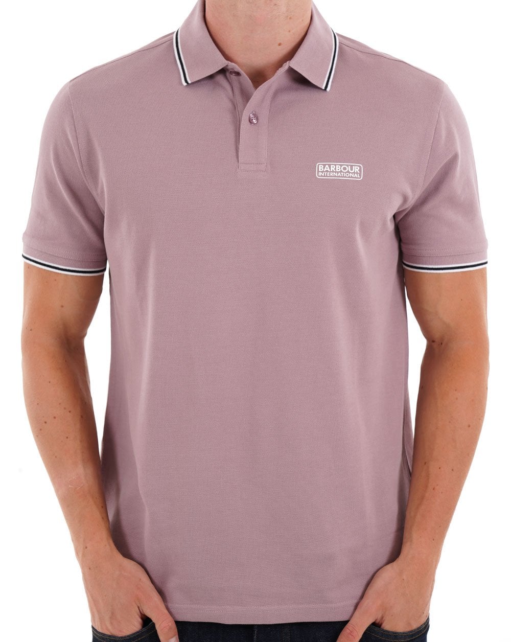 Barbour International Evan Tipped Polo Shirt Elderberry