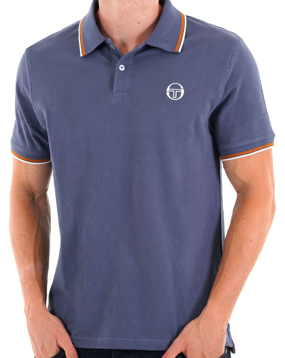 Sergio Tacchini Tipped Polo Shirt Vintage Indigo