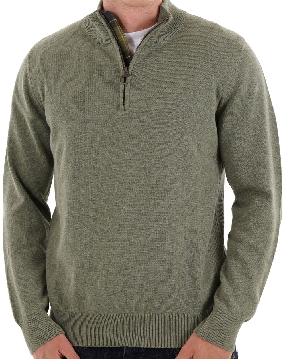 Barbour Cotton Half Zip Knit Thyme