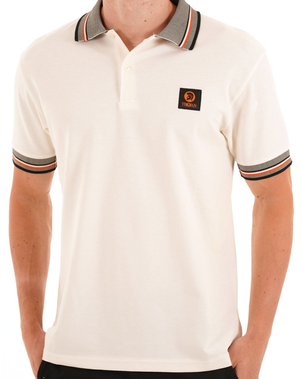 Trojan Oxford Collar Pique Polo Ecru