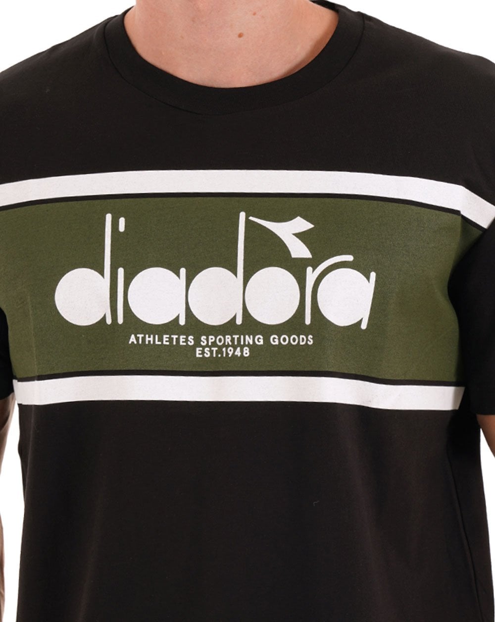 Diadora Logo T Shirt Black / Green Rifle