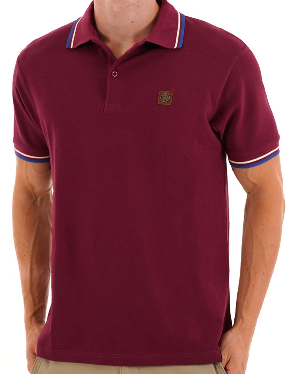 Trojan Tipped Pique Polo Deep Claret