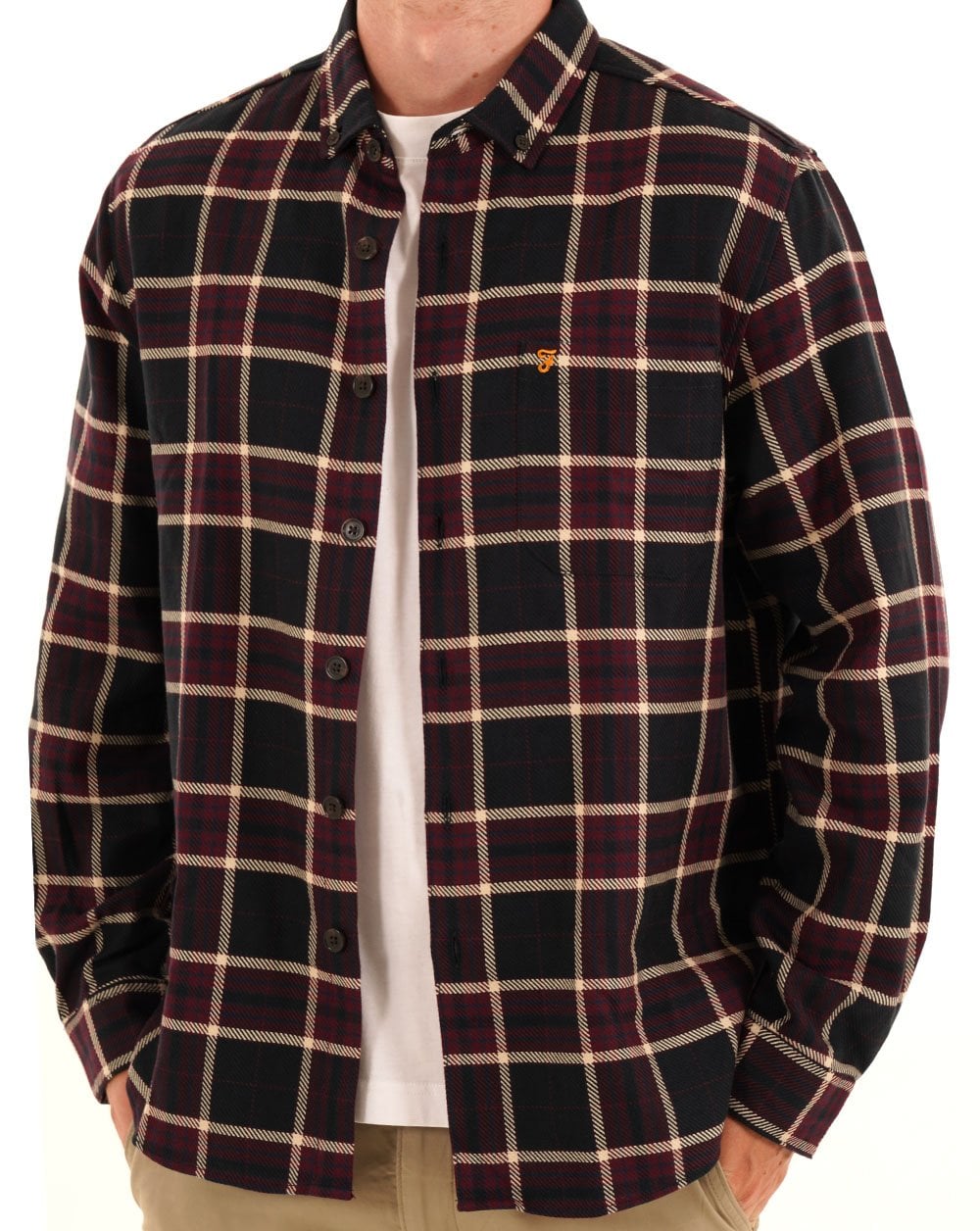 Farah Christian LS Check Shirt Bordeaux