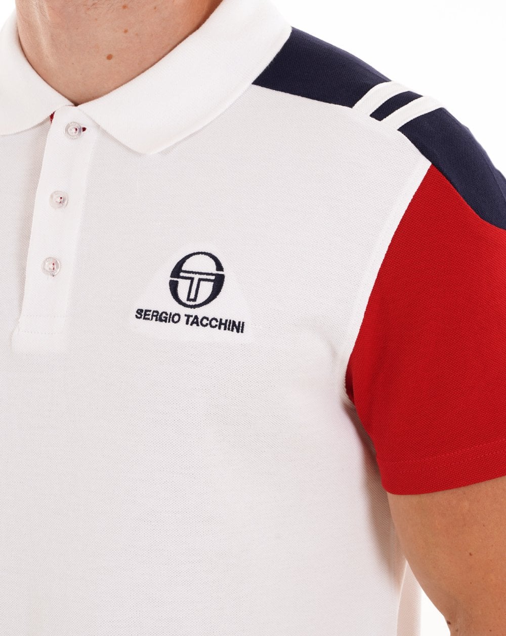 Sergio Tacchini Drive Polo Shirt White/Dark Red
