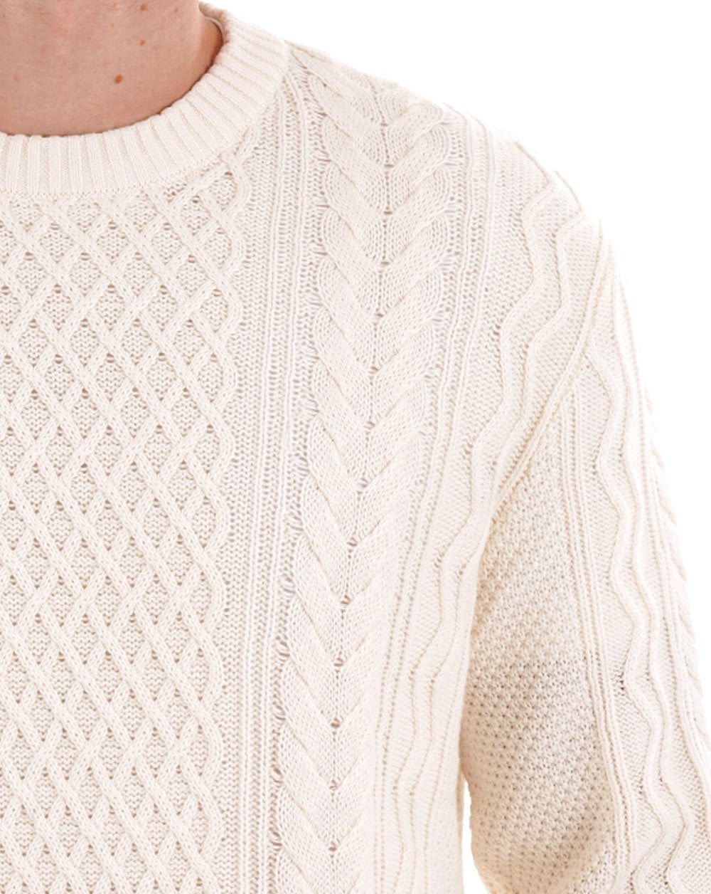 Tommy Jeans Badge Cable Knit Jumper Ancient White