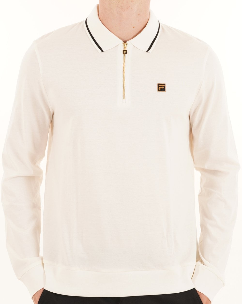 Fila Gold LS Tipped Zip Polo Gardenia
