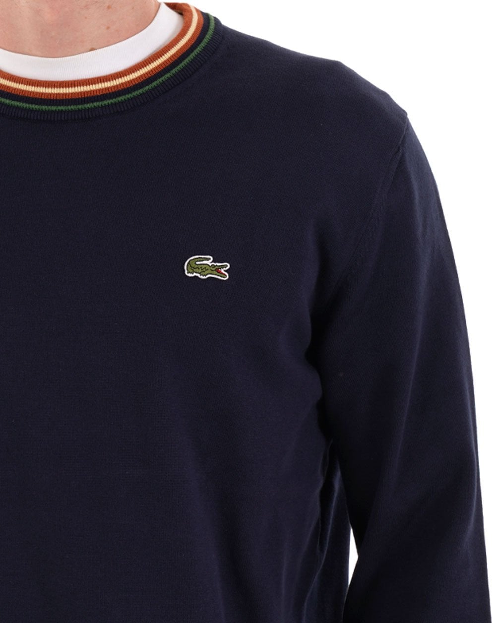 Lacoste Tipped Crew Neck Knit Navy