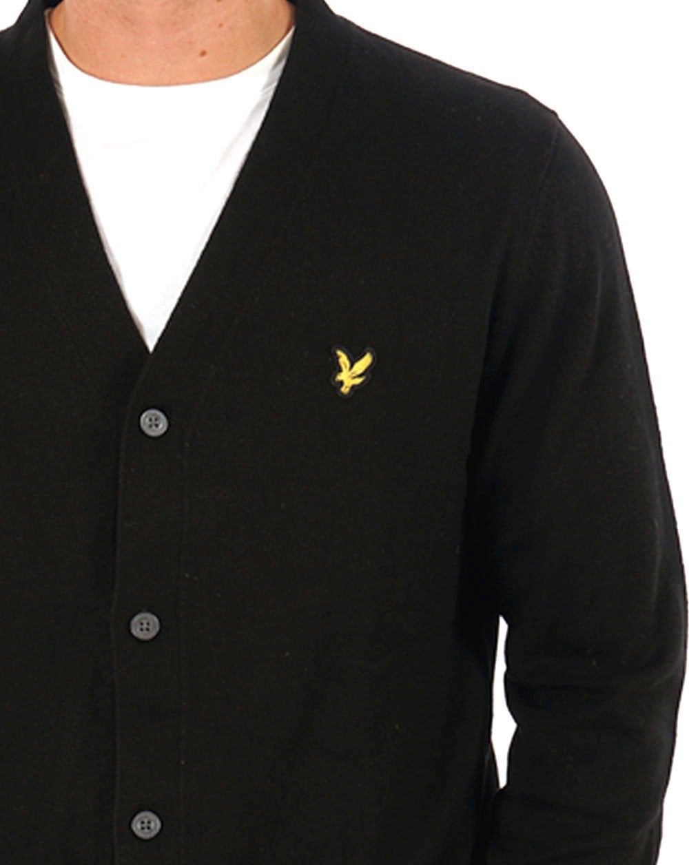 Lyle & Scott Cotton Merino V Neck Cardigan Black