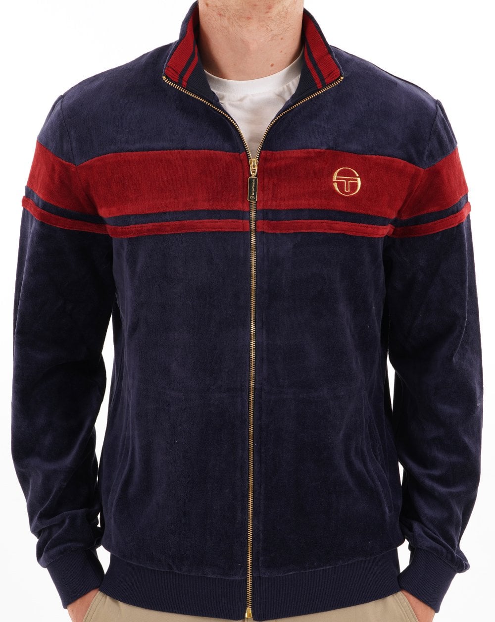 Sergio Tacchini Masters Velour Track Top Navy / Merlot
