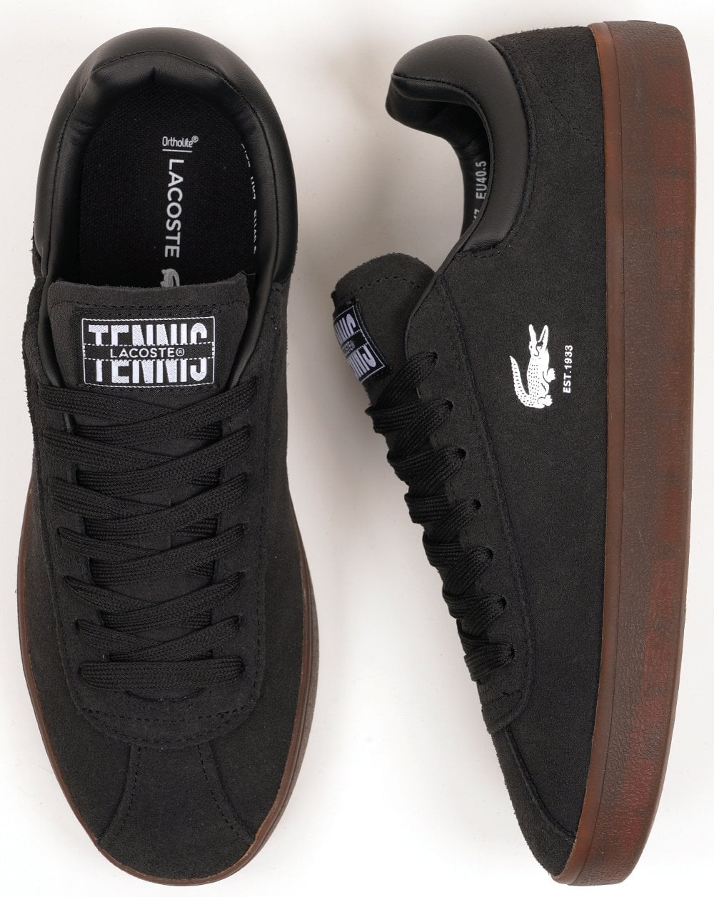 Lacoste Baseshot Trainers Black/Dark Gum