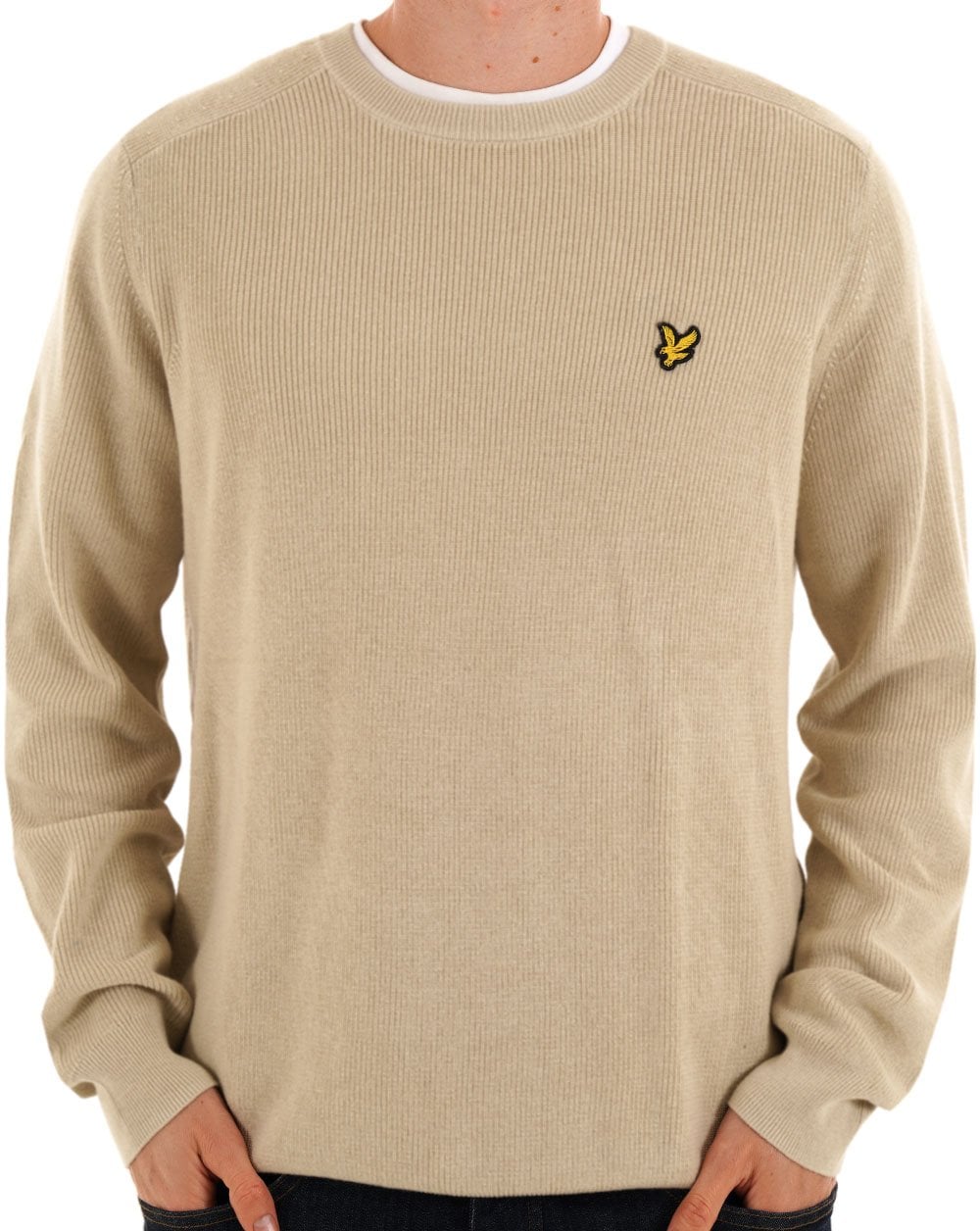 Lyle & Scott Engineered Rib Crew Neck Taupe