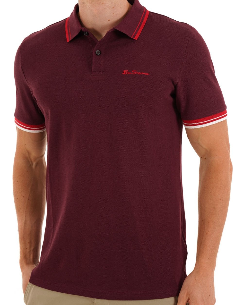 Ben Sherman Signature Pique Polo Dark Wine