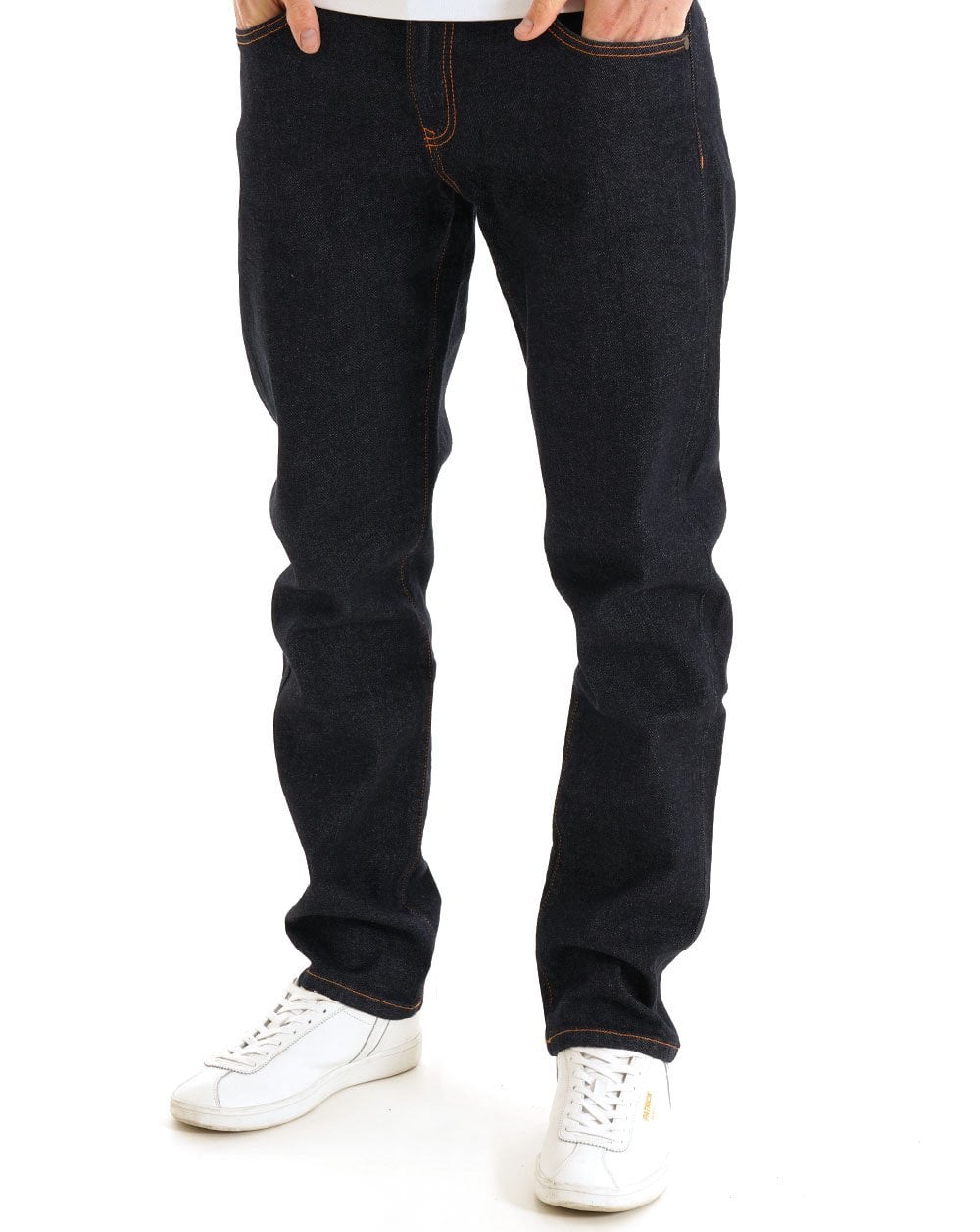 Trojan Signature Orange Stitch Straight Leg Jeans Rinse