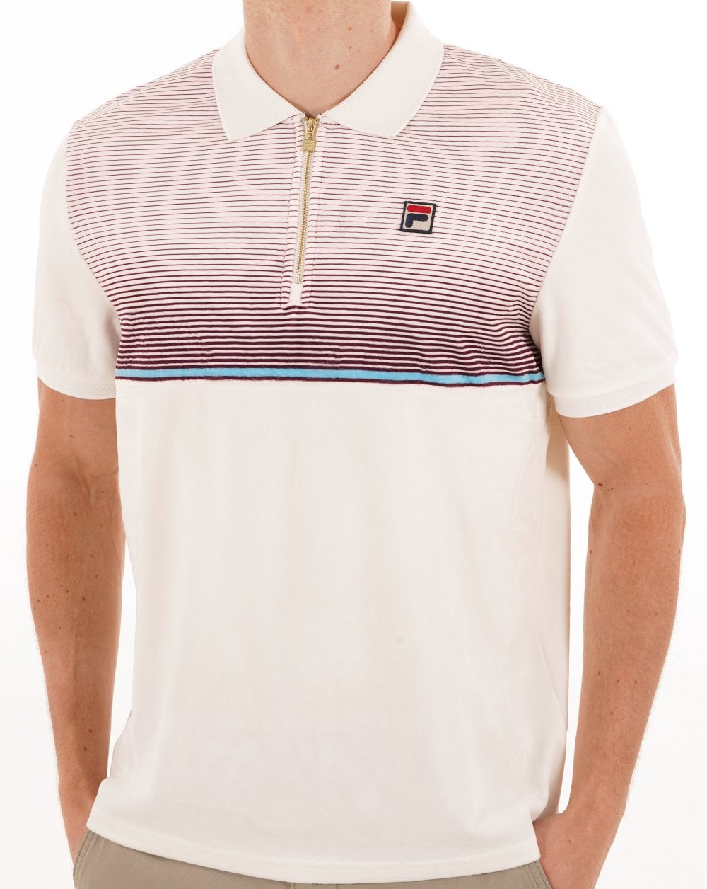 Fila Vintage Paco Velour Zip Polo Gardenia