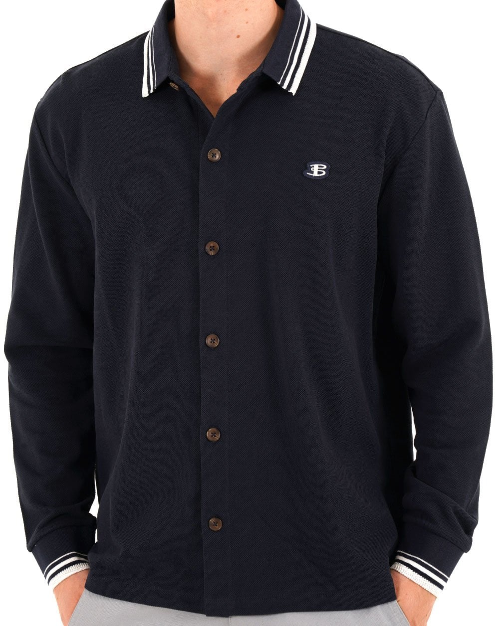 Ben Sherman Tipped LS Polo Dark Navy