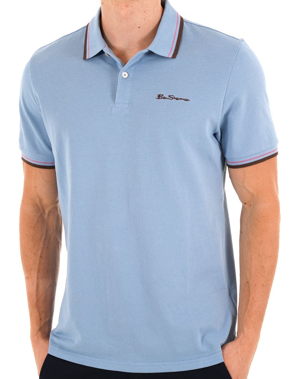 Ben Sherman Signature Pique Polo Pale Blue