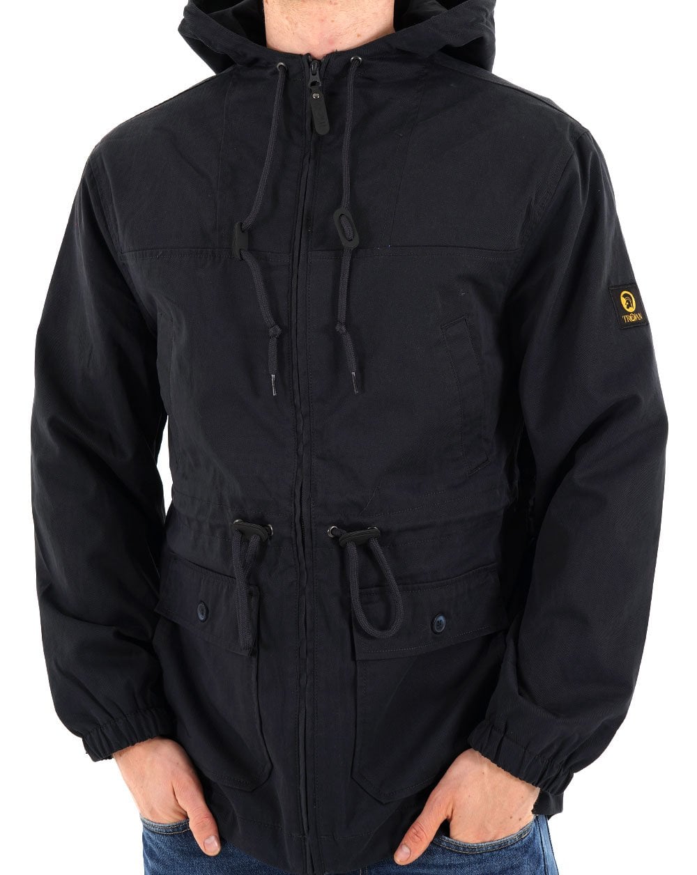 Trojan Twill Badged Parka Navy 80s Casual Classics trojan-twill-badged-parka-navy-80s-casual-classics