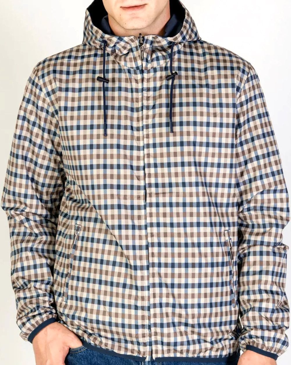 Aquascutum Hooded Sailor Reversible Jacket Navy