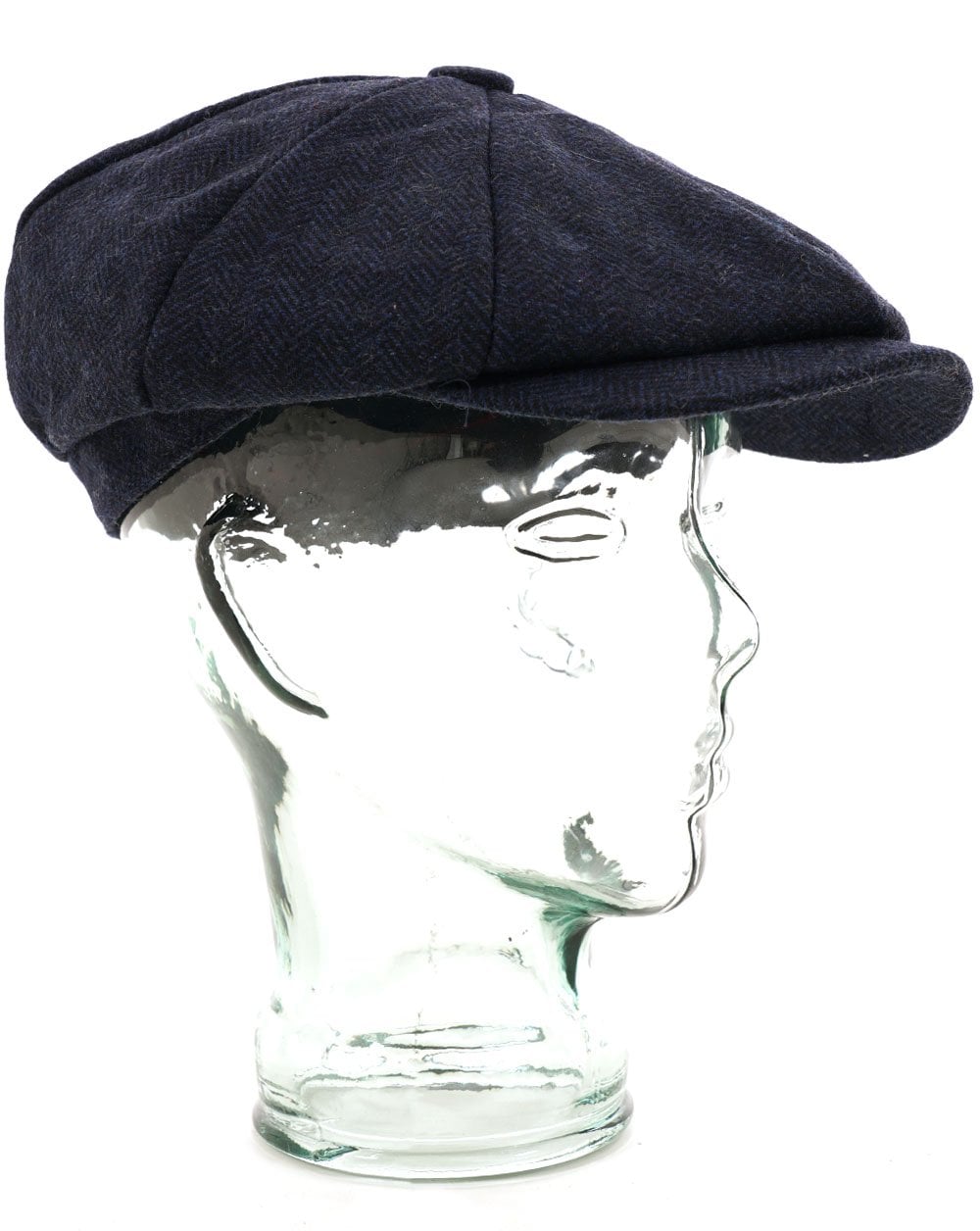 Heritage Traditions Carlyle Tweed Herringbone Newsboy Cap Navy