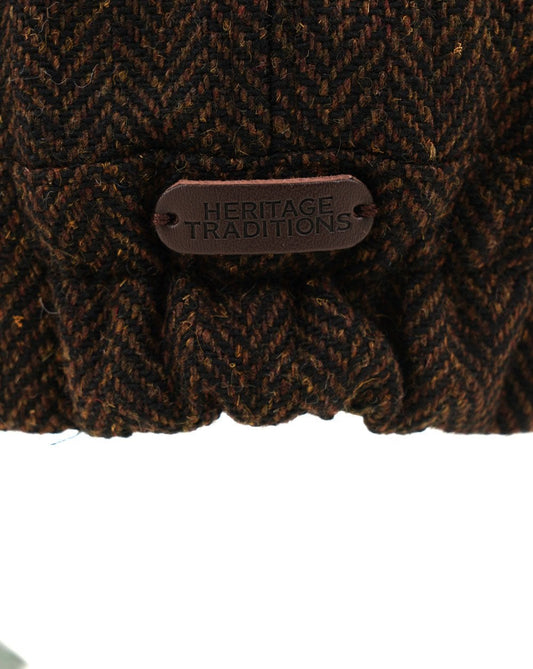 80s Casual Classics Heritage Traditions Peaky Stud Herringbone Tweed Cap Brown