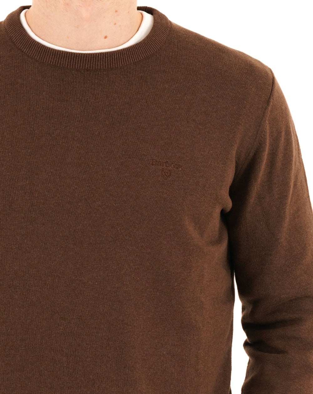 Barbour Pima Cotton Crew Neck Jumper Umber