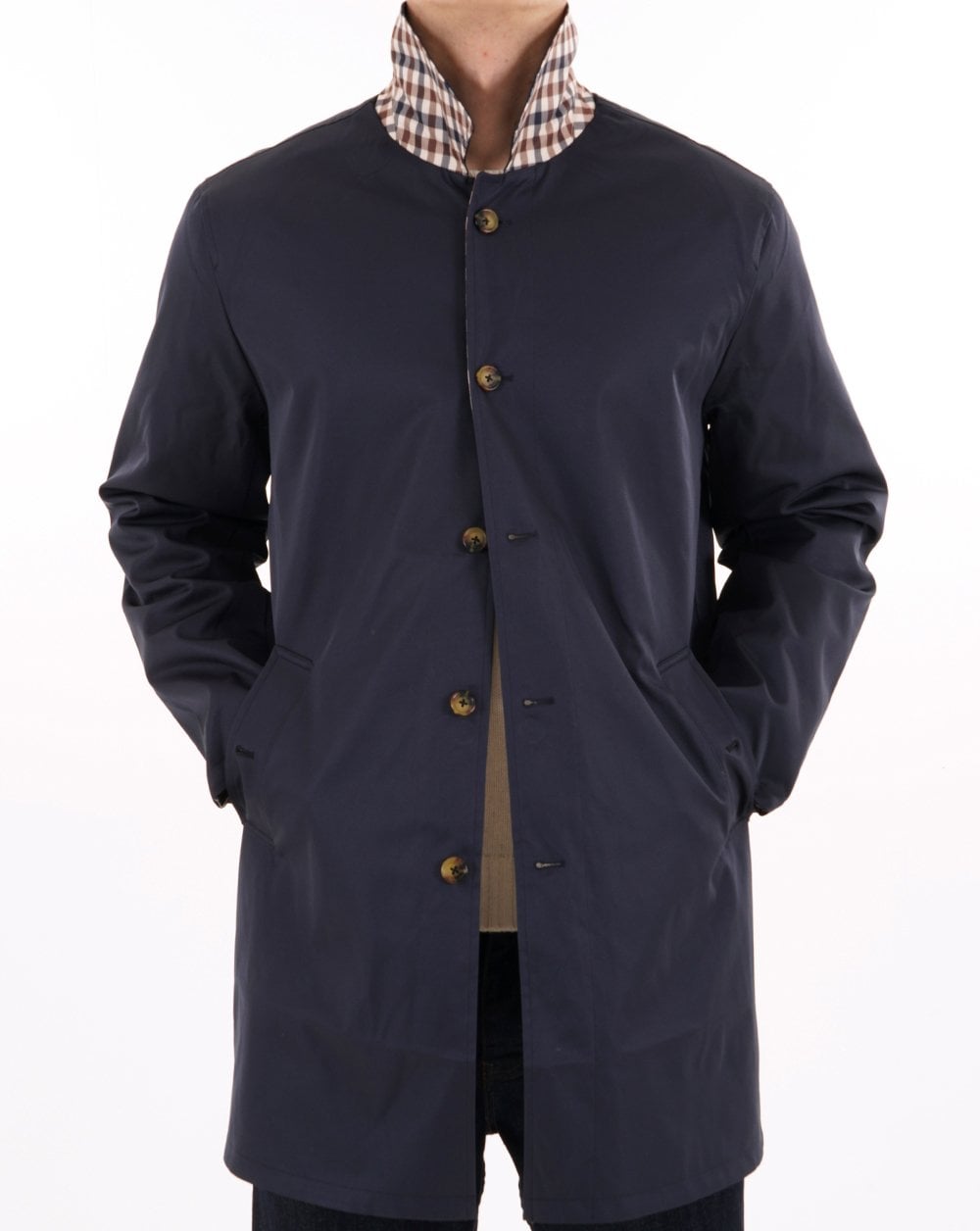 Aquascutum Classic Trench Navy Check Reversible