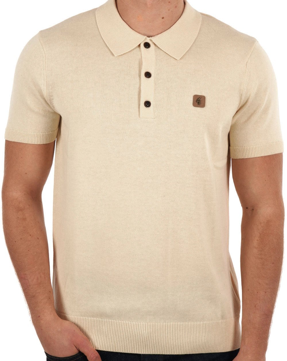 Gabicci Vintage Jackson Knitted Polo Cream