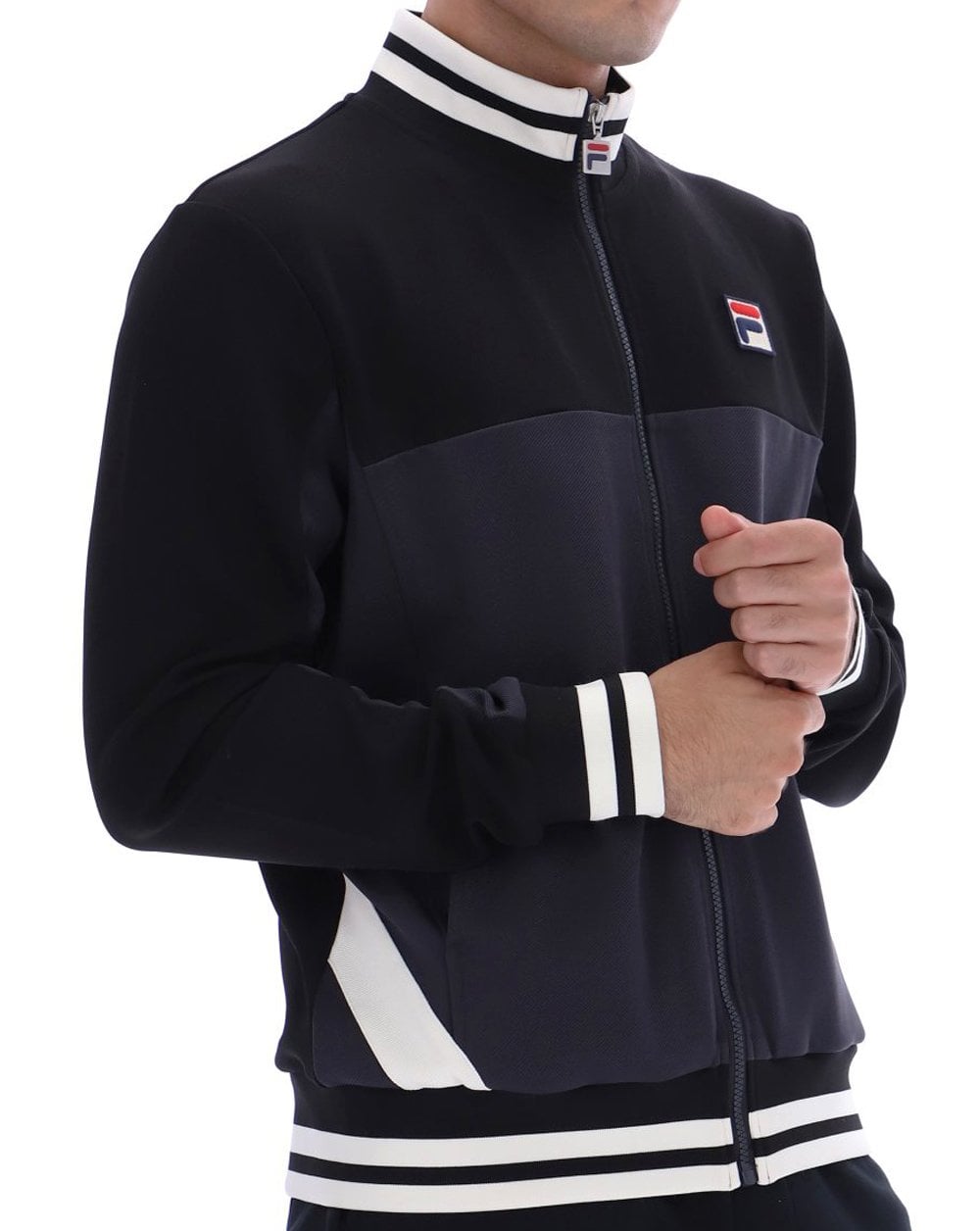 Fila Vintage Tiebreaker Track Top Black Charcoal