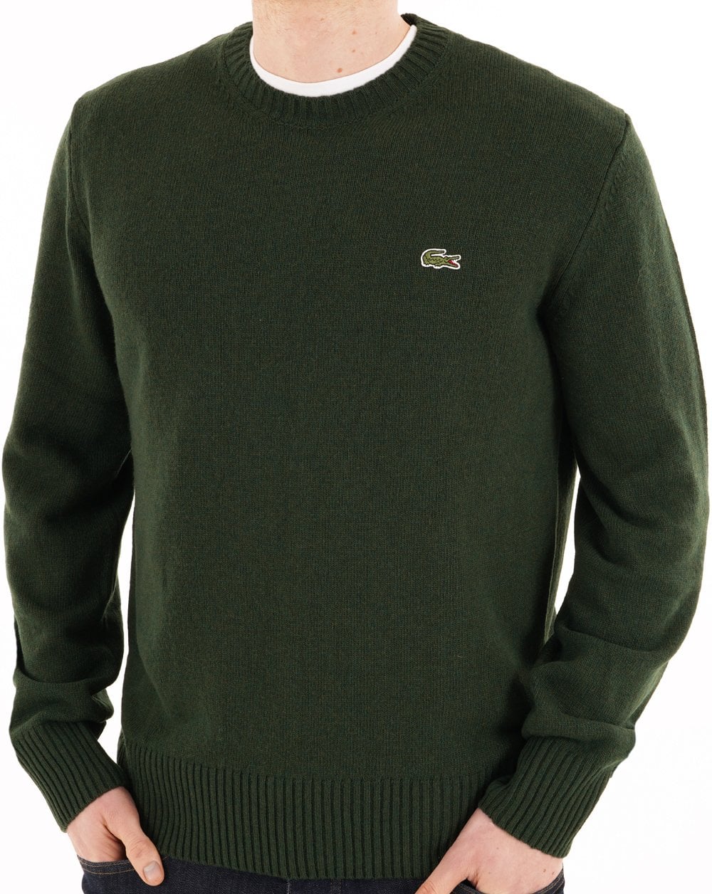 Lacoste Knitted Wool Jumper Dark Green