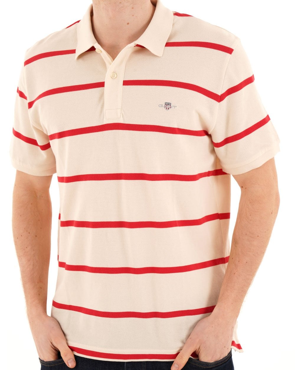 Gant Striped Polo Shirt Creamed White