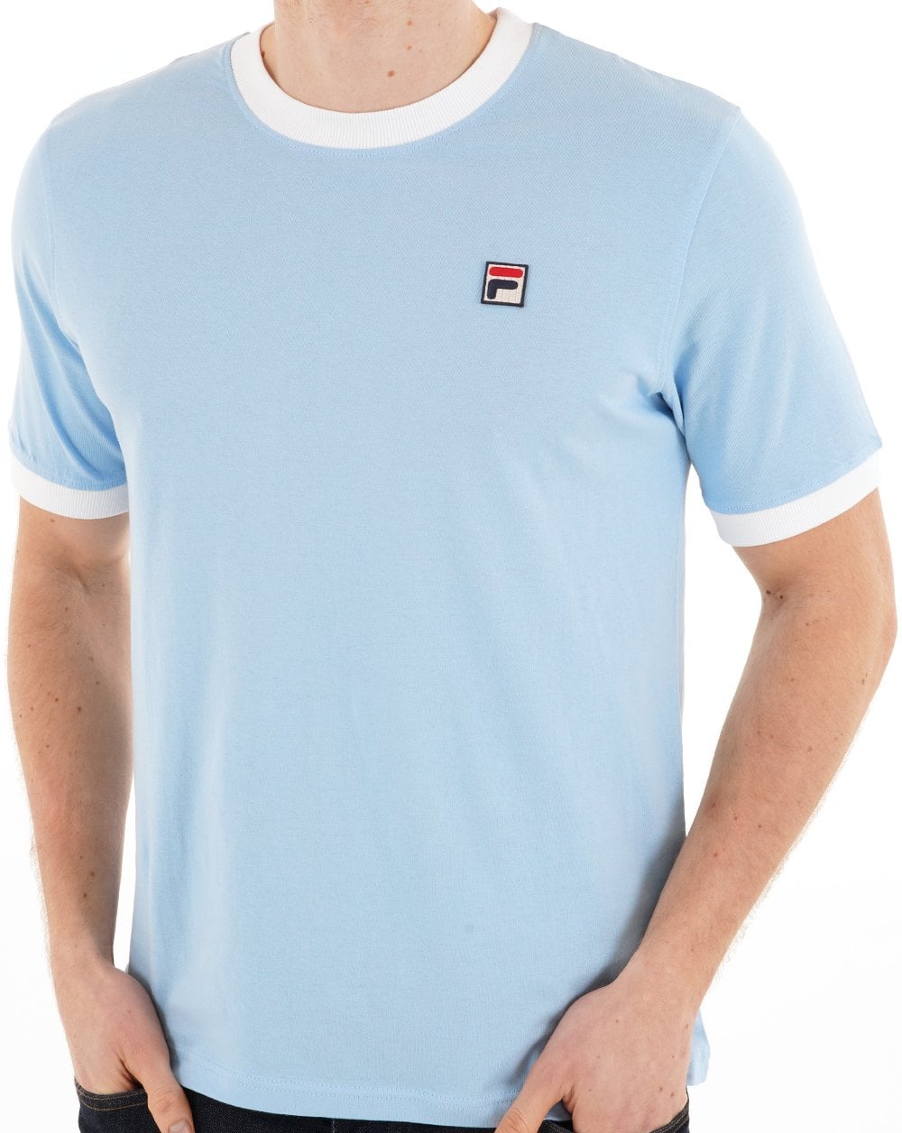 Fila Vintage Ringer T Shirt Light Blue White