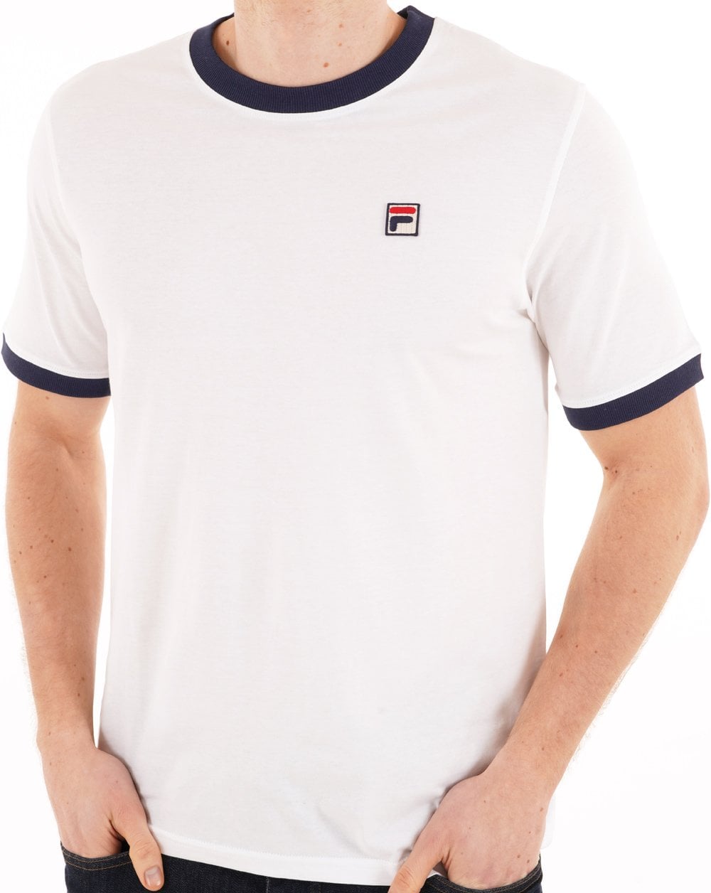 Fila Vintage Ringer T Shirt White Navy