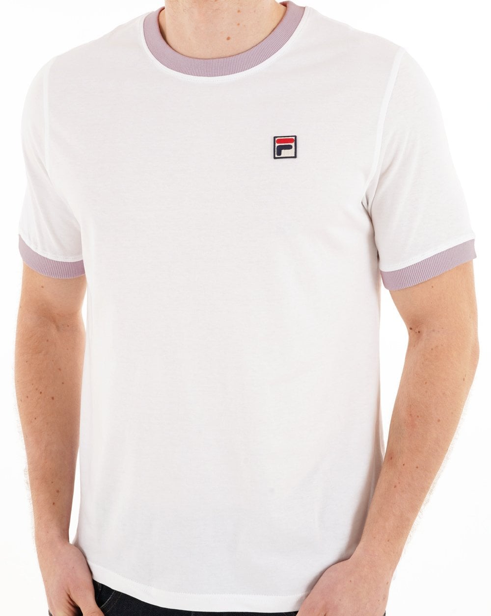 Fila Vintage Ringer T Shirt White/Lilac