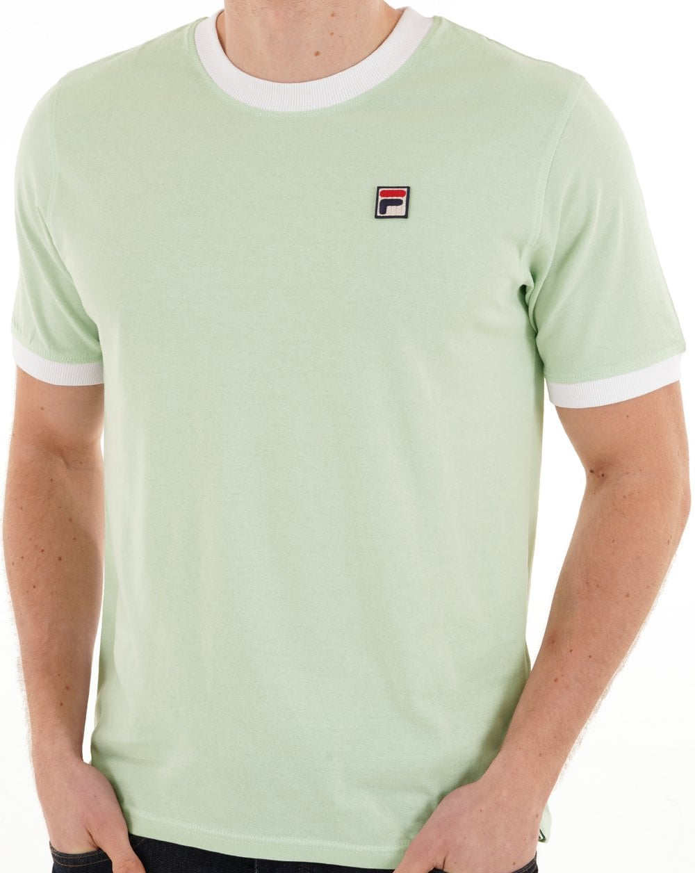 Fila Vintage Ringer T Shirt Soft Green White