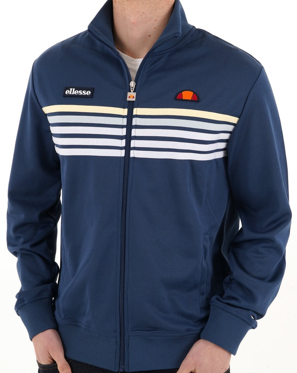 Ellesse 5 Stripe Track Top Dark Blue/White