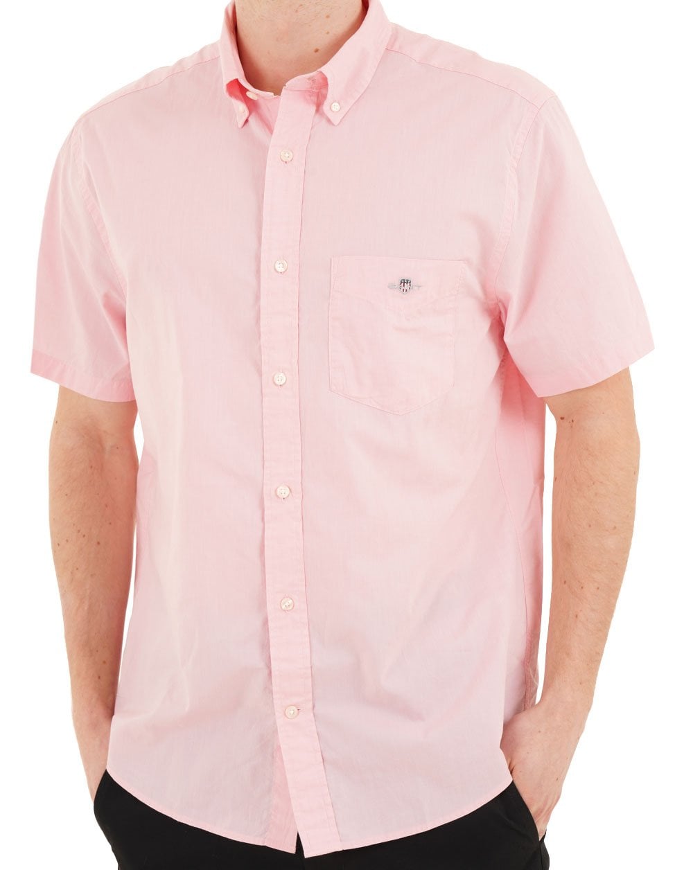 Gant Poplin Short Sleeve Shirt Washed Pink