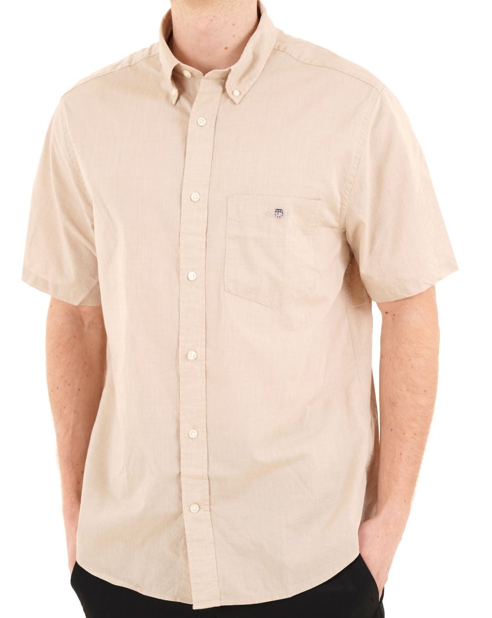 Gant Poplin Short Sleeve Shirt Oat Beige