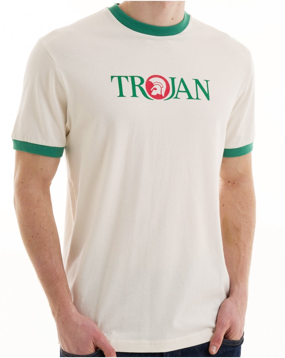 Trojan Helmet Logo T-shirt Ecru/Green