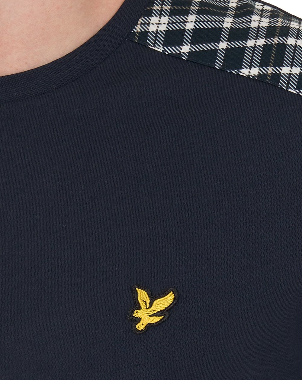 Lyle & Scott Check Panelled T Shirt Dark Navy