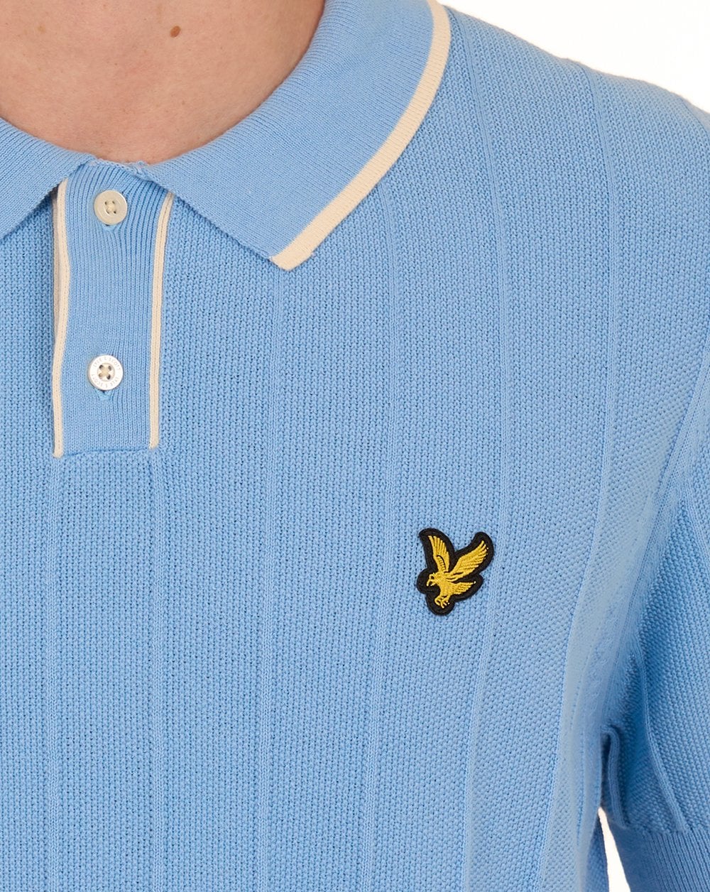 Lyle & Scott Tipped Pique Knitted Polo Chalk Blue