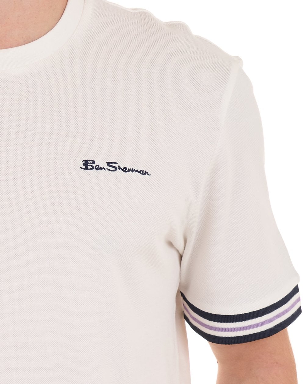 Ben Sherman Pique Tipped Tee Snow White
