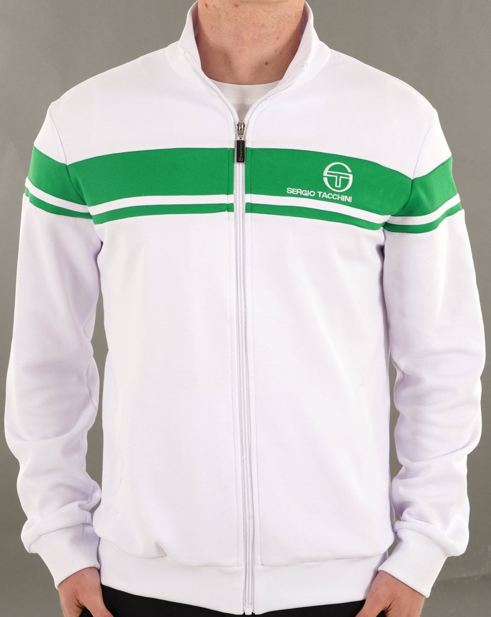 Sergio Tacchini Masters Track Top White / Fern Green