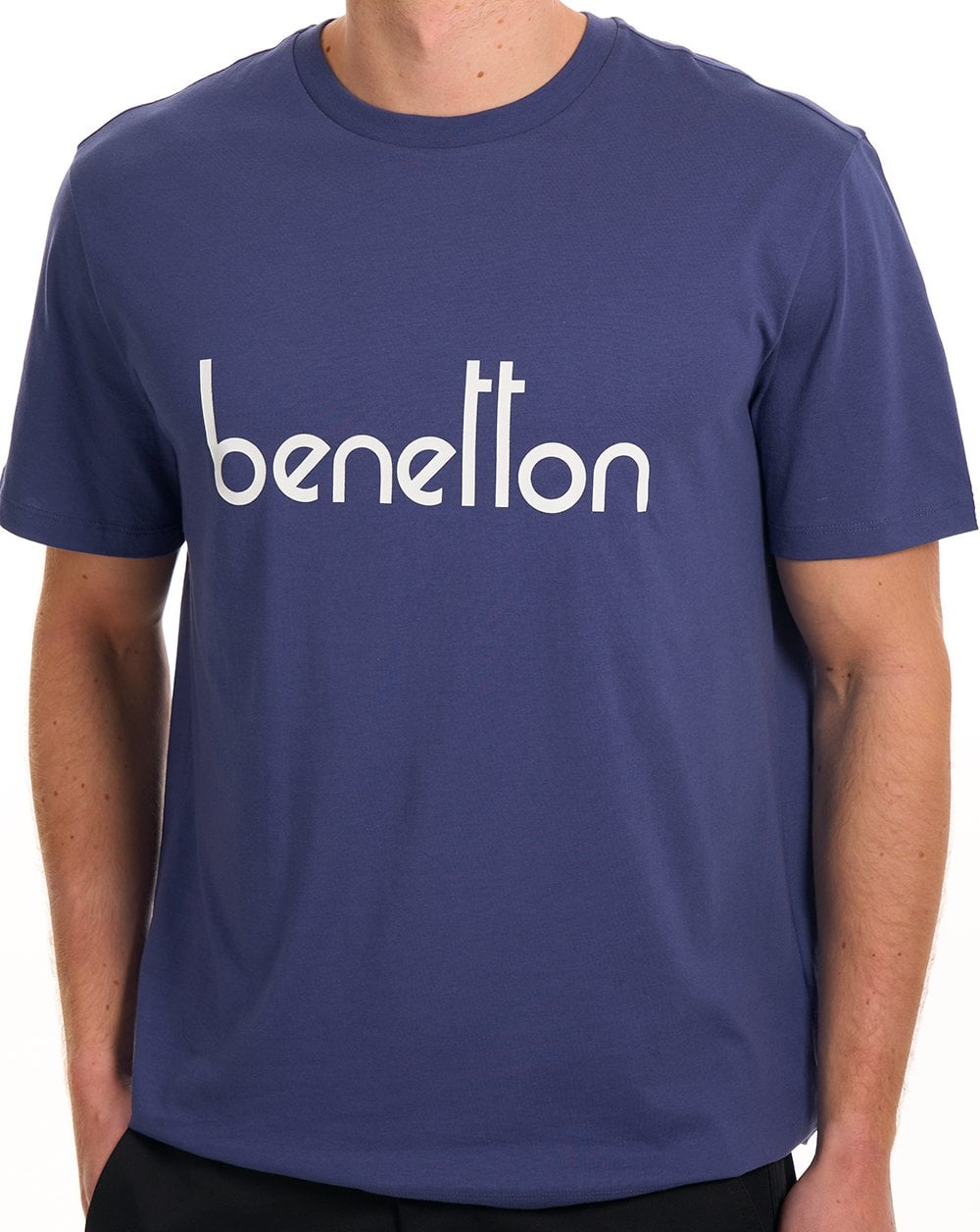 Benetton Large Chest Logo T Shirt Navy