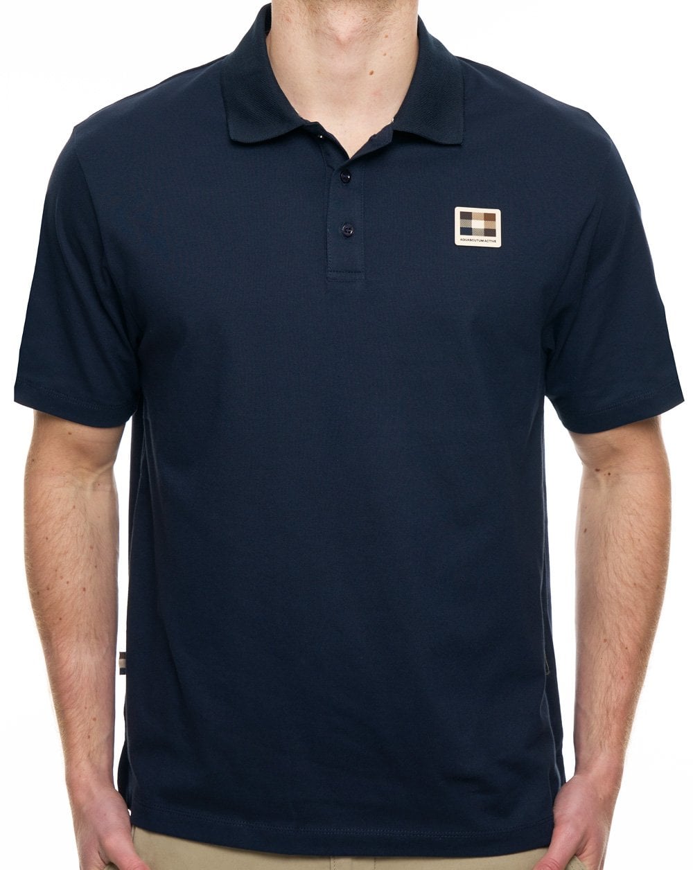 Aquascutum Pique Badge Polo Navy
