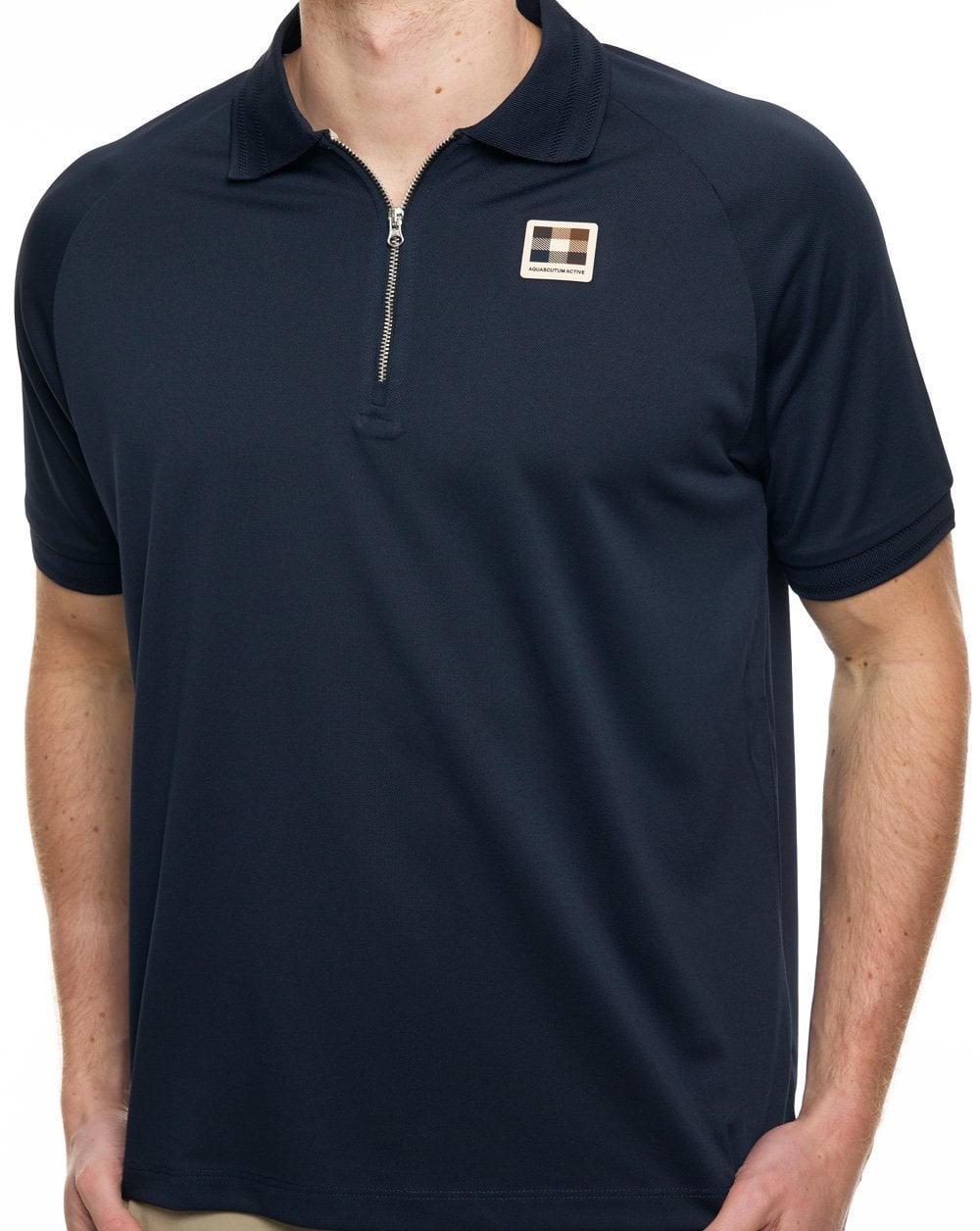 Aquascutum Pique Zip Polo Navy