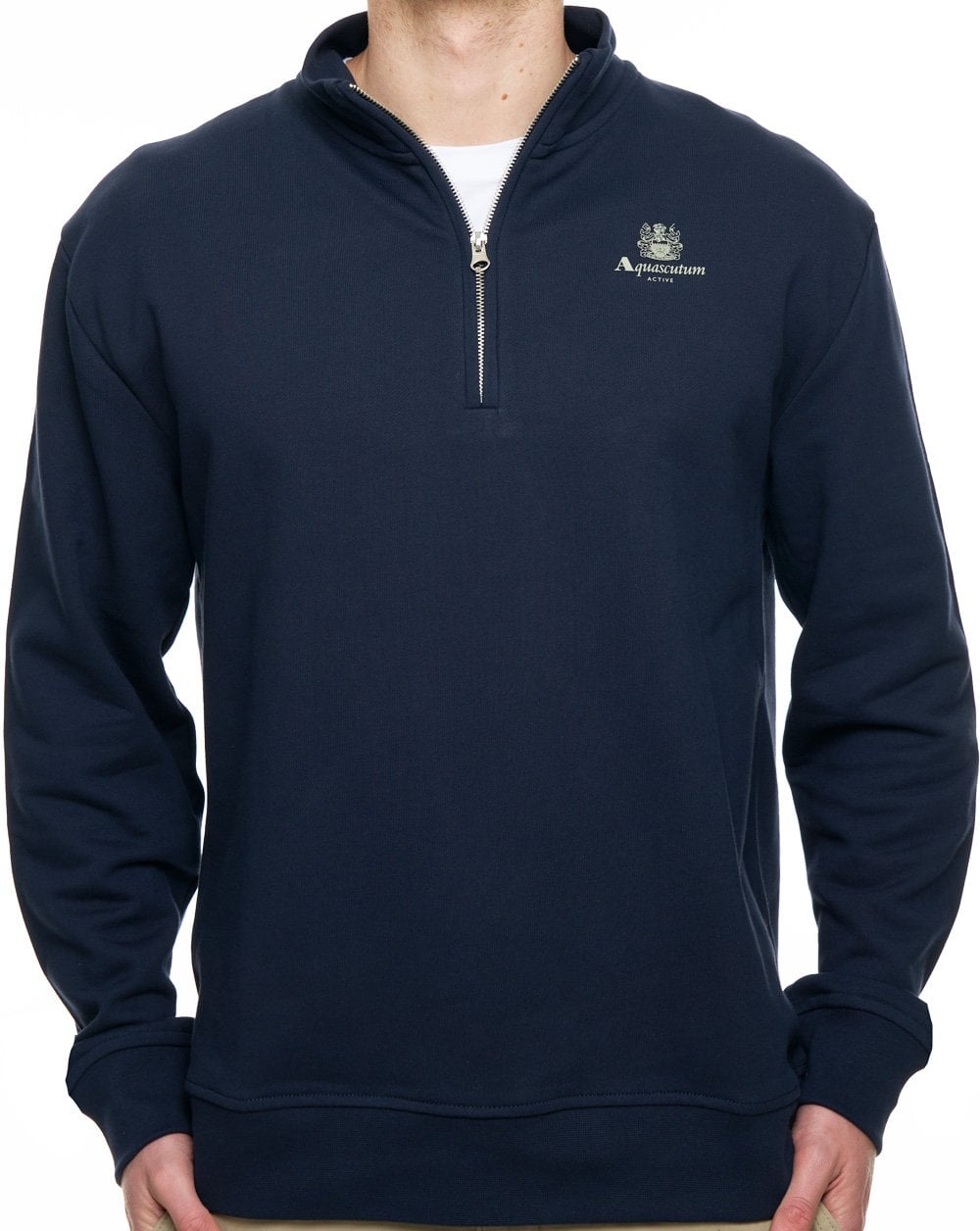 Aquascutum Half Zip Mock Neck Navy