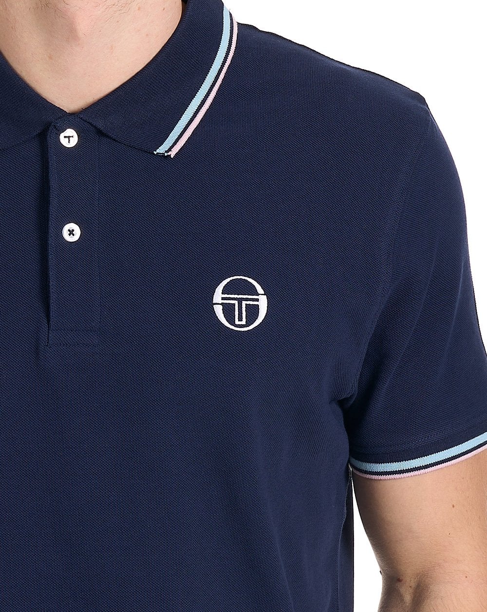 Sergio Tacchini Tipped Polo Shirt Navy / Sky / Pink