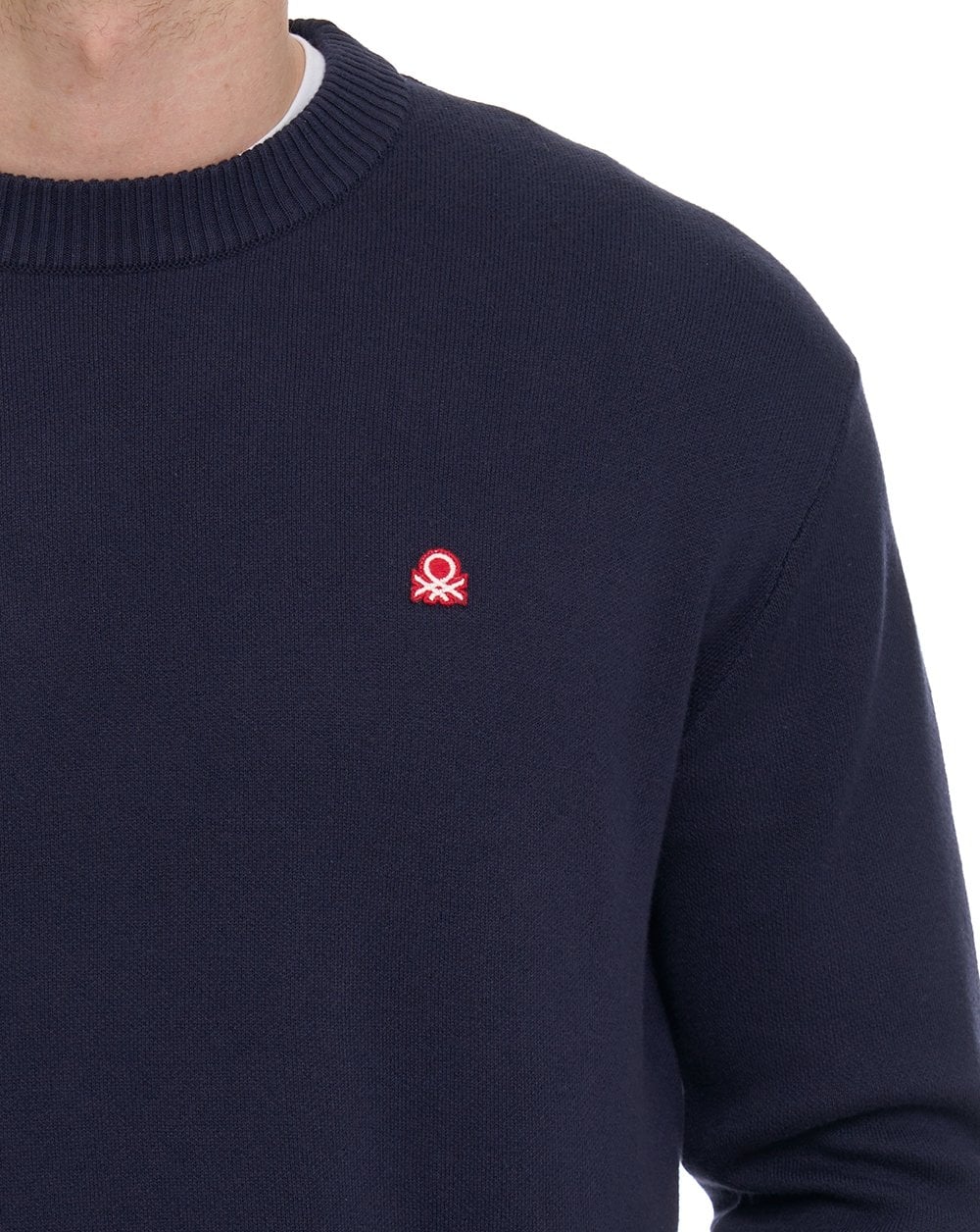 Benetton Crew Knit Jumper Navy