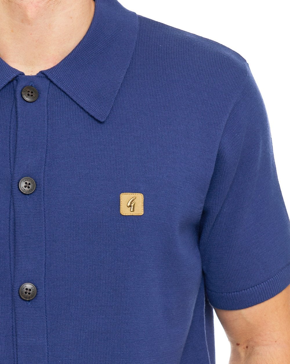 Gabicci Vintage Full Button Knit Polo Deep Blue